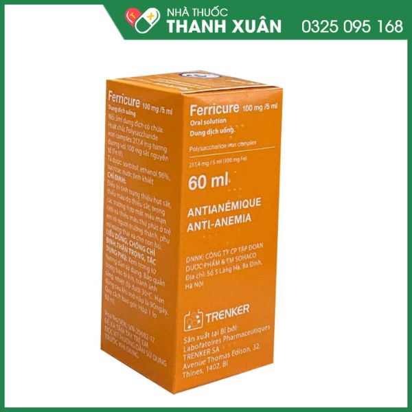 Ferricure 100mg/5ml bổ sung sắt, ngừa thiếu máu